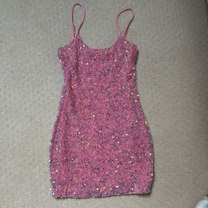 Mini pink sequin dress